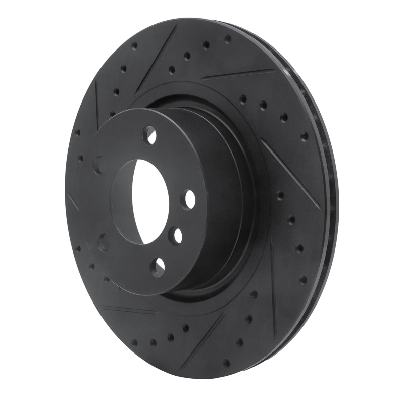BMW X4 Brake Rotor (1) - Rear Left - R1 Concepts - Drilled & Slotted - Black - `11-`18